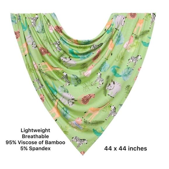 Posh Peanut Bamboo Safari Animals Green Swaddle Baby Set NWT Whimsygoth Fantasy - Picture 5 of 9